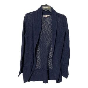 Roxy Womens Cardigan Sweater Blue Sea of Love Crochet Small Flaw Size Large